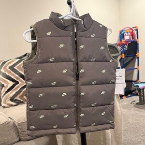 Nike Brown Puffer Vest with Mint Logo Accents